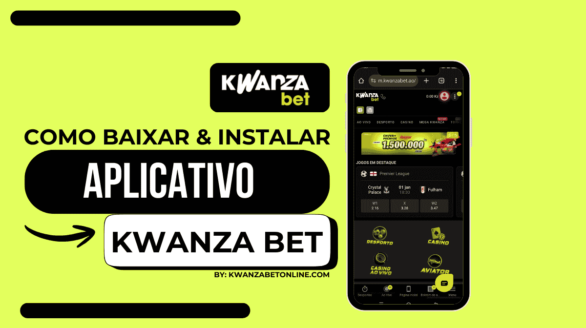 Tutorial visual de como baixar e instalar a Kwanza Bet App APK no telemóvel Android.