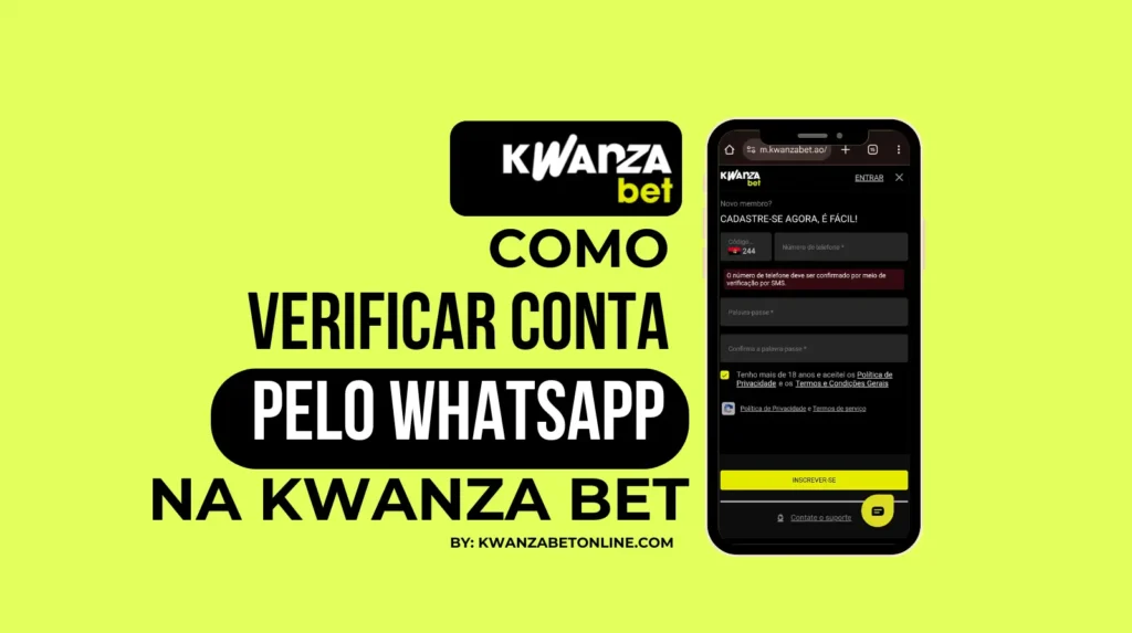 Imagem atual: Infográfico mostrando como enviar documentos para verificação de conta na Kwanza Bet Angola através do WhatsApp oficial.